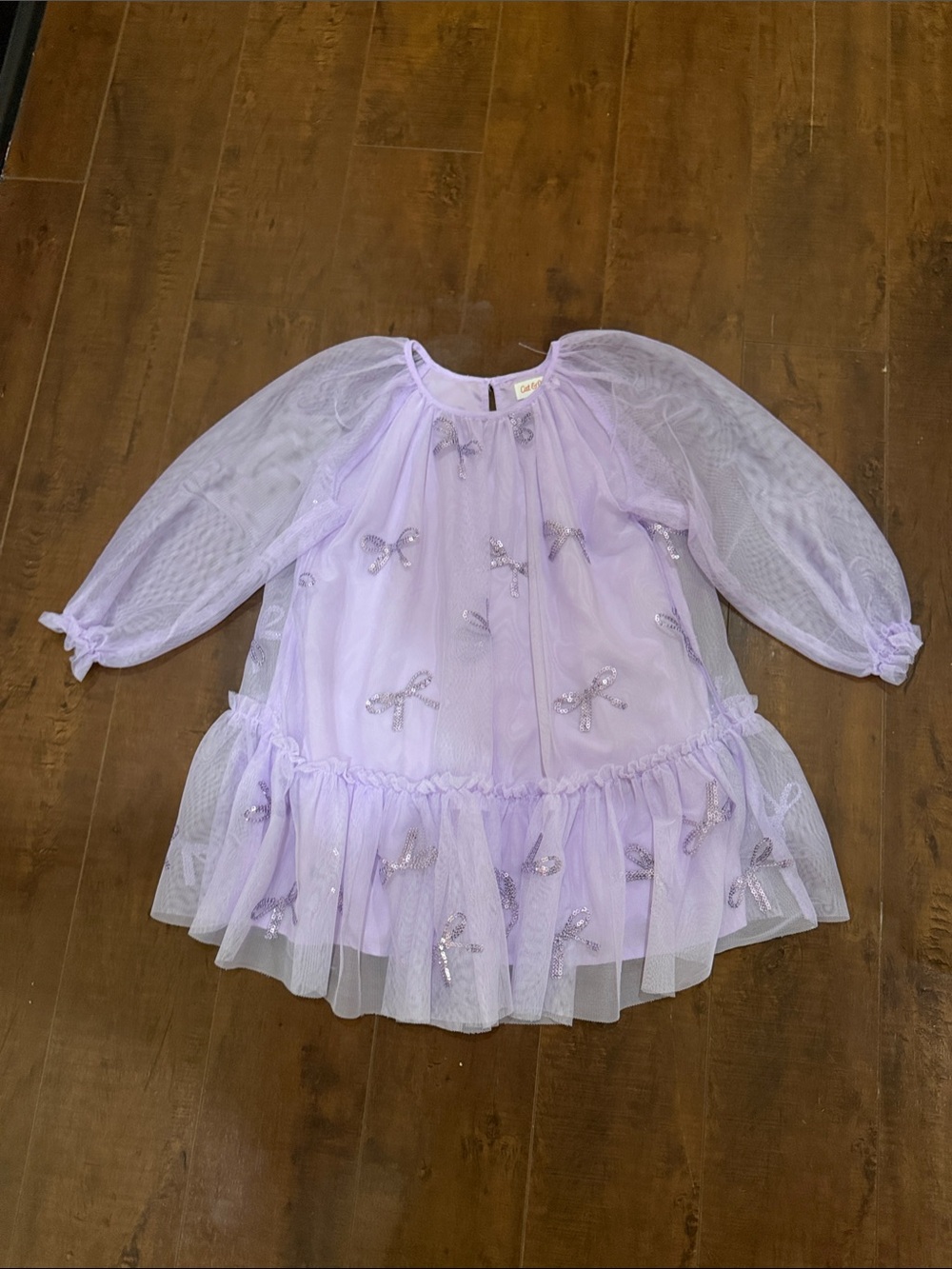 Cat & Jack Lavender Tulle Puff Sleeve Dress